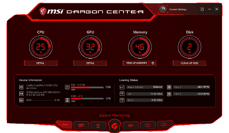 Обзор MSI GS65 – Dragon Center