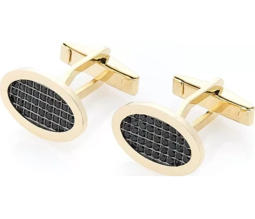 Запонки з жовтого золота з куб. цирконіями