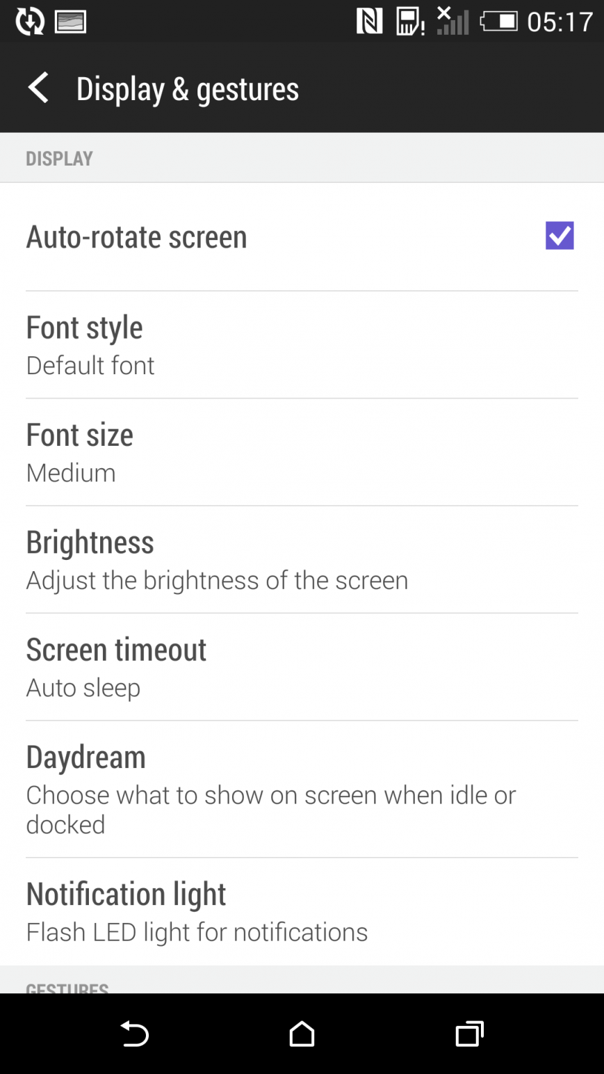 HTC One (M8)-настройки дисплея и жестов HTC One (M8)-настройки дисплея и жестов
