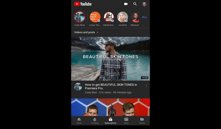 Пользователям YouTube на Android стала доступна темная тема оформления